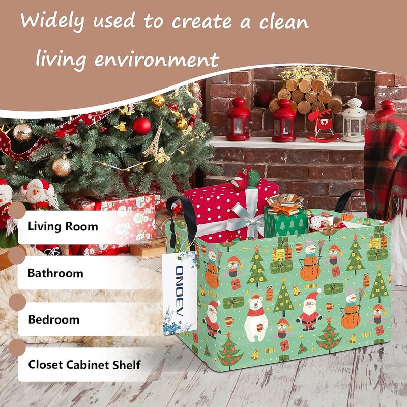 ONOEV Rectangular Christmas Party Gift Basket Cute Storage Box Organization Bin Room Decoration (Christmas tree) - Image 4